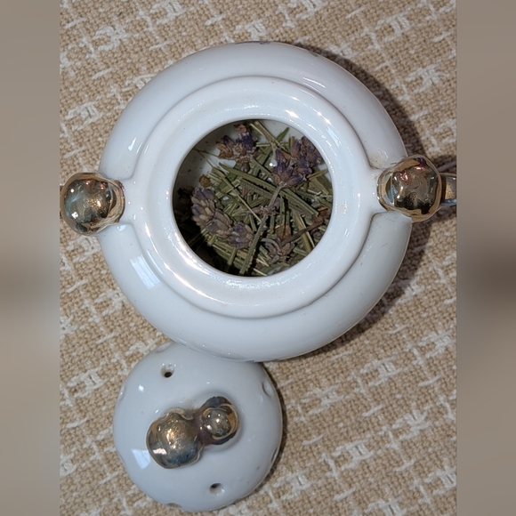 Floral Ceramic Pot with Gold Accents - Picture 4 of 5